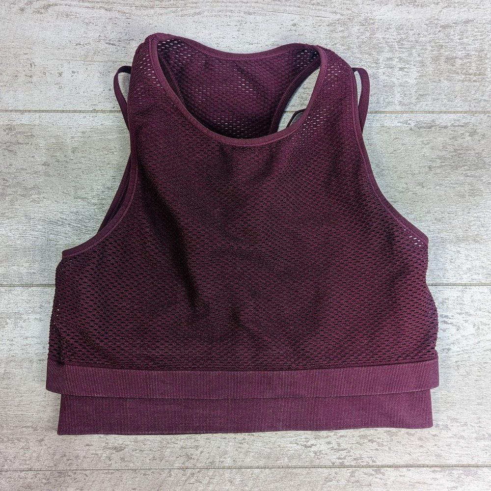 JoyLab Sports Bra Women's Size XL Purple High Neck Cropped Double Layer